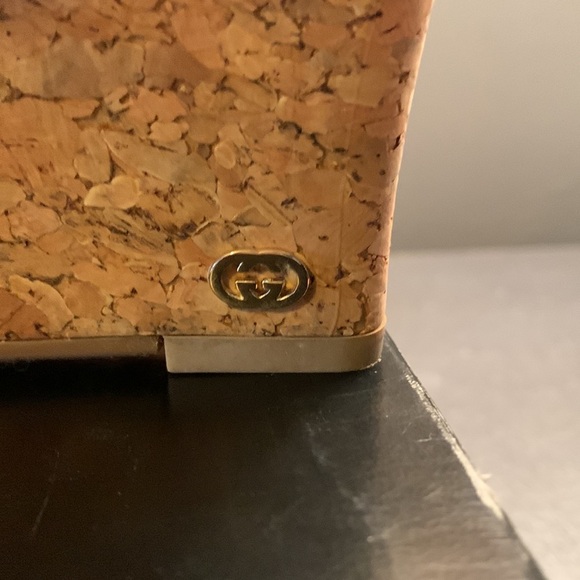 Gucci Gold Metallic Cork Wedge Sandals - Picture 3 of 12